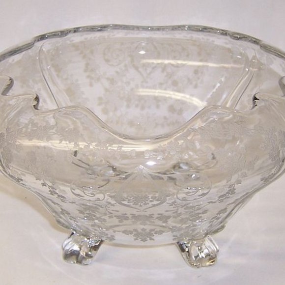 Cambridge Glass Crystal DIANE No. 3400/135 Four Footed Cupped Console Bowl - Picture 6 of 6